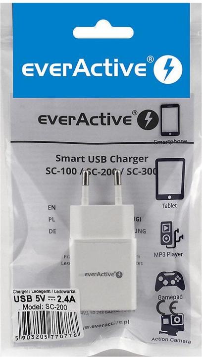 Produktbild Everactive Ladegerät Netzladegerät SC-200 (USB weisse Farbe) (12 W, 1 Port)