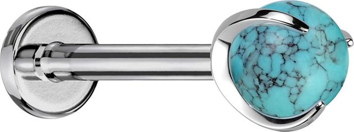 Actual product image Star Piercing Micro Labret internal thread silver ball turquoise stone set (without brass, Mineral, Titanium)