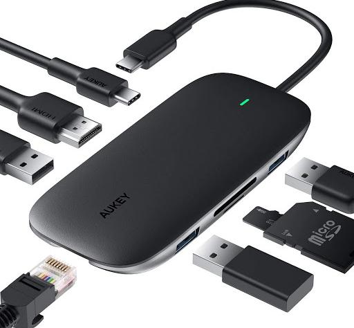 Image du produit Aukey I/O-HUB USB3 3PORT CB-C71/LLTSN1001018 (USB-C, 8 Ports)