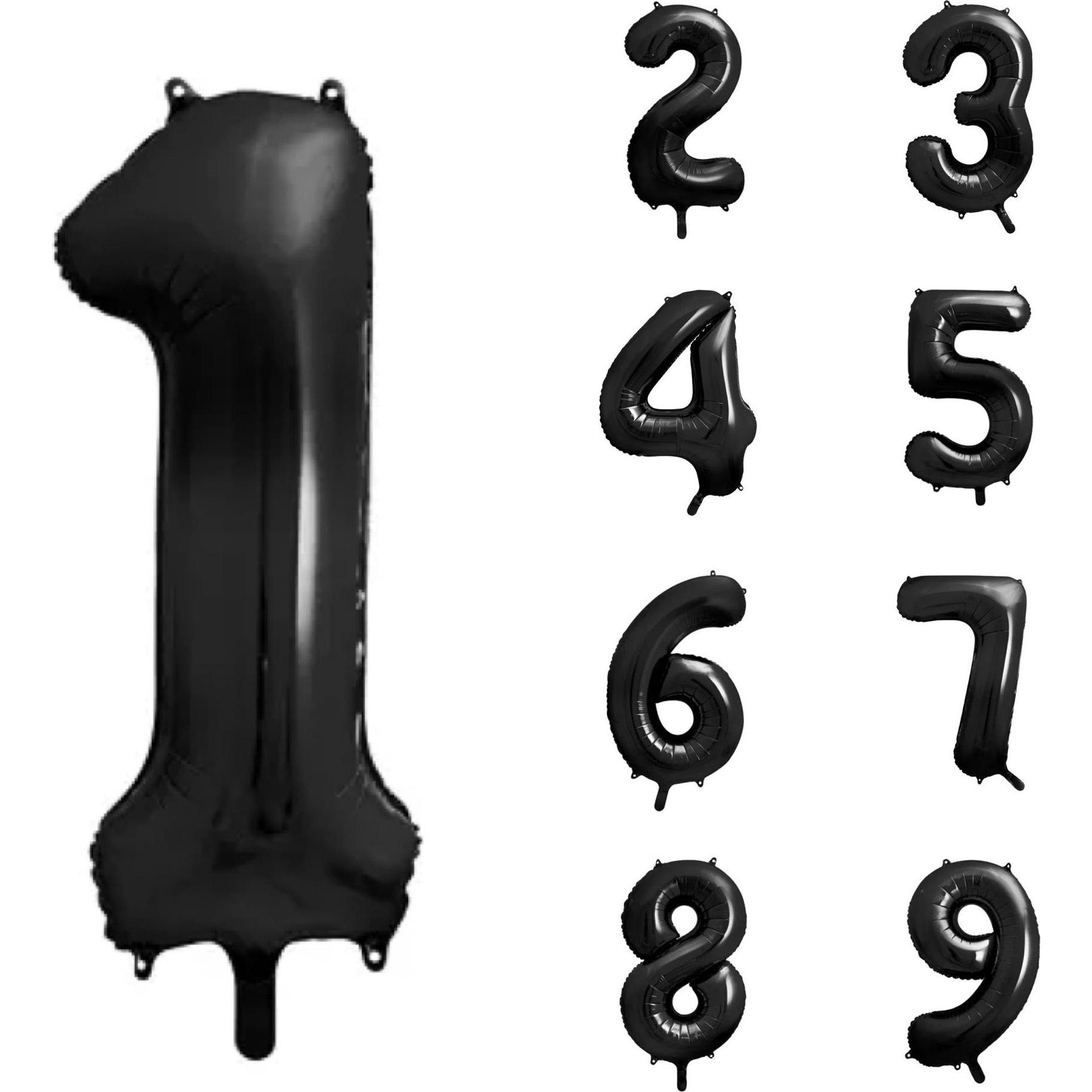 Thumbnail - Partydeco Zahlenballon 8 Alu Schwarz 86cm