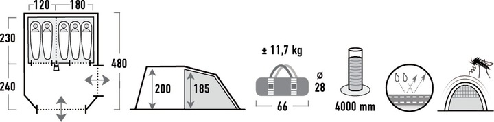 Actual product image High Peak Paros 5 (Tunnel tent, 11.70 kg, 5 persons)
