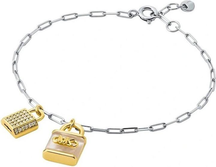 Michael Kors - Stylish bicolor bracelet with zircons and mother-of-pearl Premium MKC1742TL931