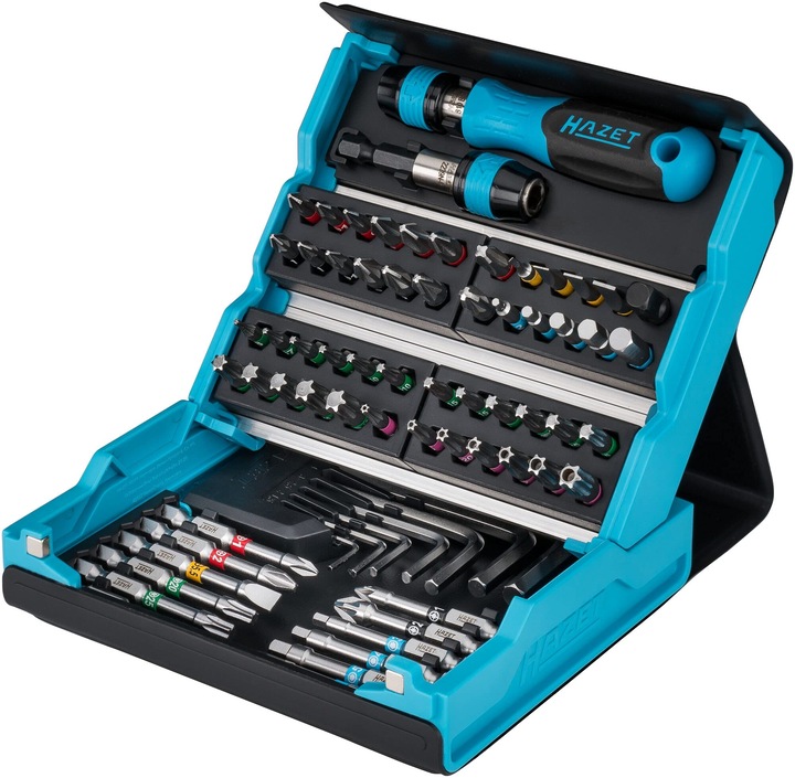 Actual product image HAZET SmartCase screwdriver bit set 2200SC-1 ∙ Hexagon, solid 6.3 (1/4 inches) ∙ Slot profile, Cros… (Cross Phillips PH M2, Cross Phillips PH M3, Cross Pozidriv PZ M2, Cross Pozidriv PZ M3)