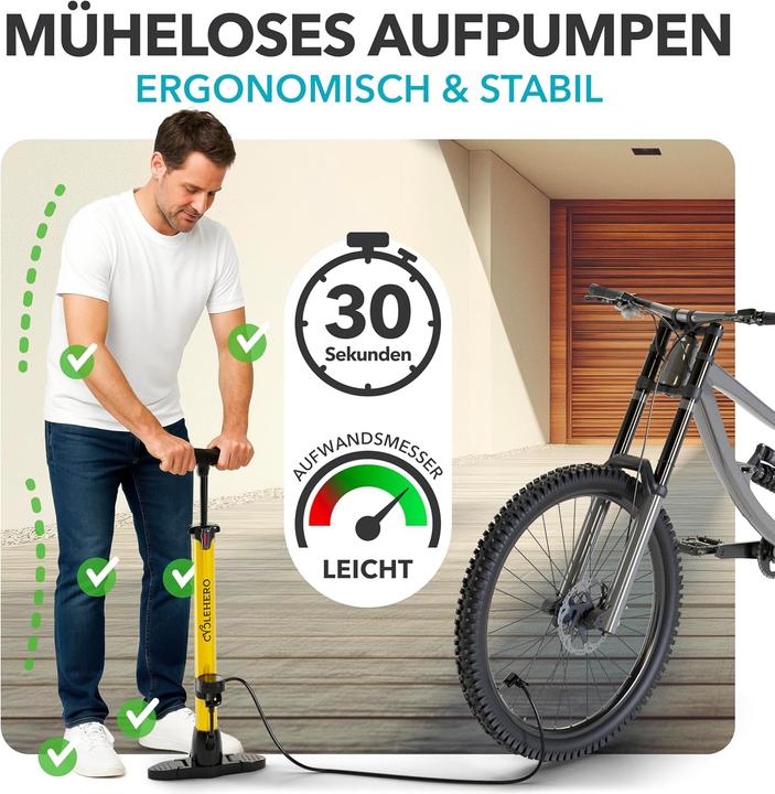 Produktbild CycleHero Velopumpe mit Manometer