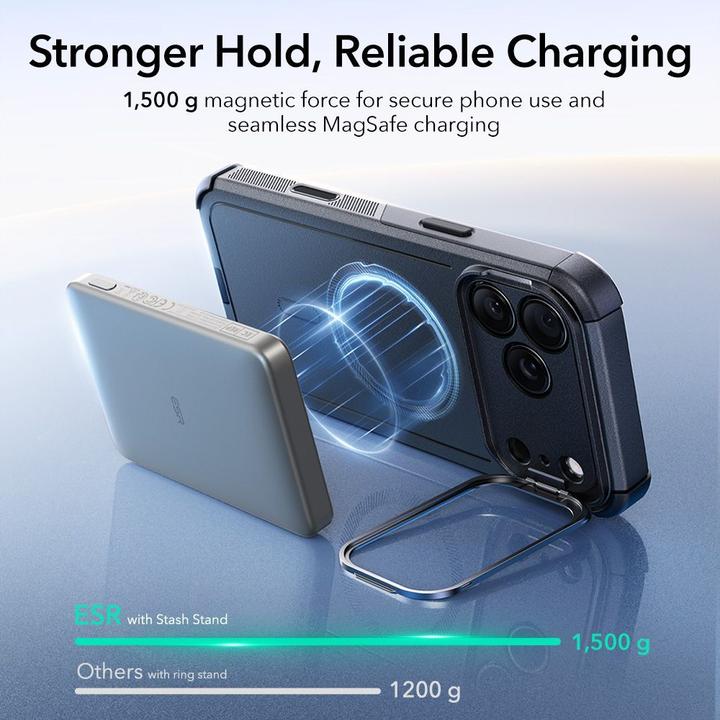 Produktbild ESR Cyber Tough Magnetic Case (Camera Control, Stash Stand), for iPhone 17 Pro Max, Black (Apple iPhone 17 Pro Max)