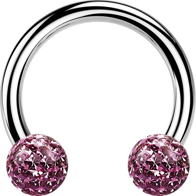 Immagine prodotto Star Piercing Campanile circolare in argento con due sfere di cristallo strato protettivo epossidico viola chiaro (senza ottone, Acciaio chirurgico 316L)