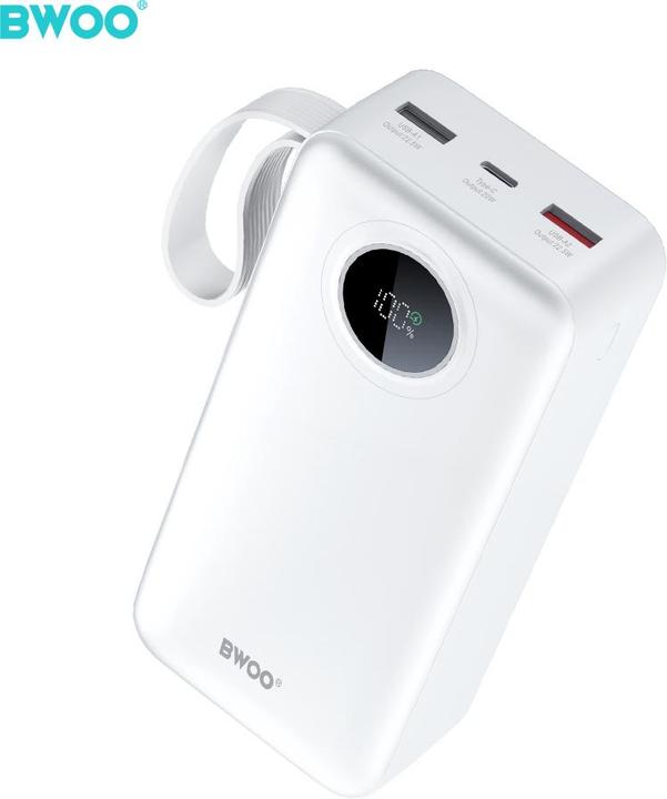 Actual product image Bwoo 22,5W 30000 mAh power bank with LCD screen, white (30000 mAh, 20 W, 111 Wh)