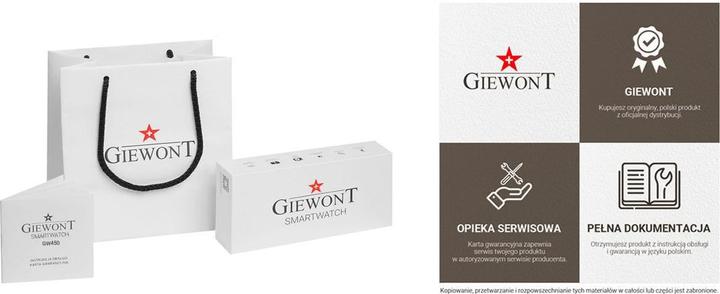 Actual product image Giewont Smartwatch GW450-5 Silver + black leather strap
