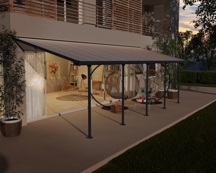 Actual product image Palram CANOPIA | Feria 10X28 / 3X8.5 Patio Cover Dark Grey Clear