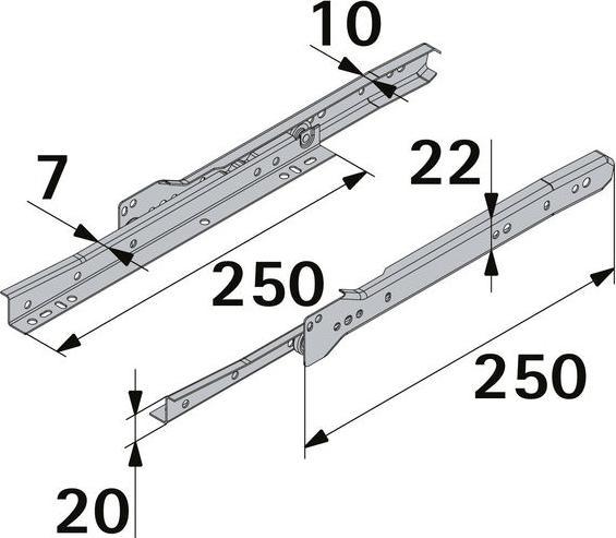 Actual product image Hettich Rollschubführung FR302 250 mm