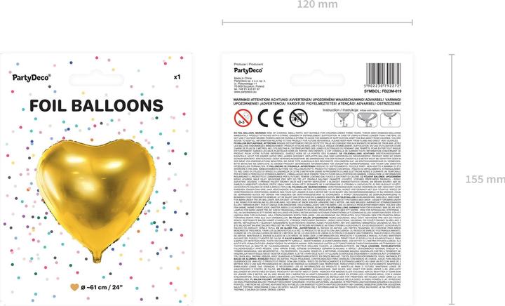 Image du produit Partydeco Ballon coeur or 61cm (1 x)
