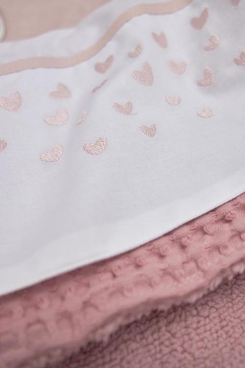 Actual product image Meyco Baby Hearts Crib Sheet Small - Soft Pink (75 x 100 cm)