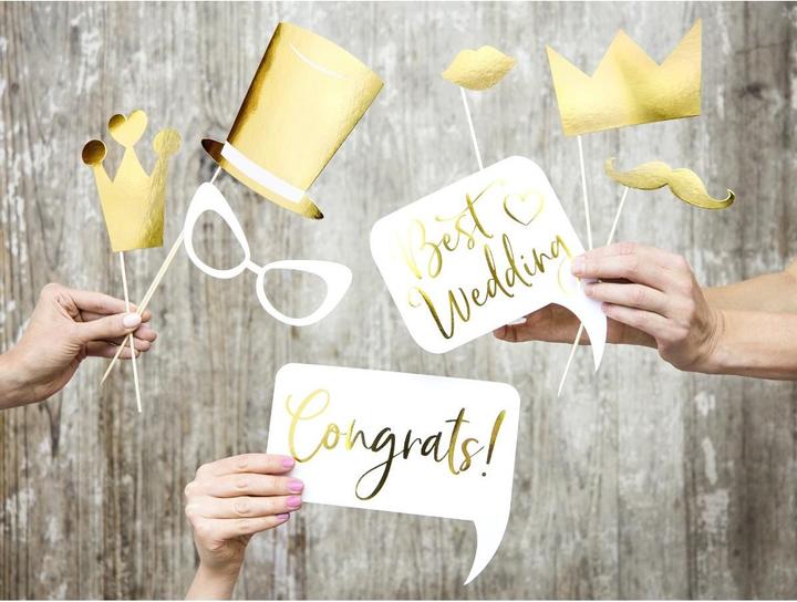 Immagine prodotto Partydeco Set di 10 pezzi per la cabina fotografica del partito, oro (10 Pezzo/i)