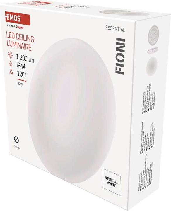 Image du produit Emos Plafonnier LED FIONI, rond, blanc 12W blanc neutre, IP44 (1200 lm)