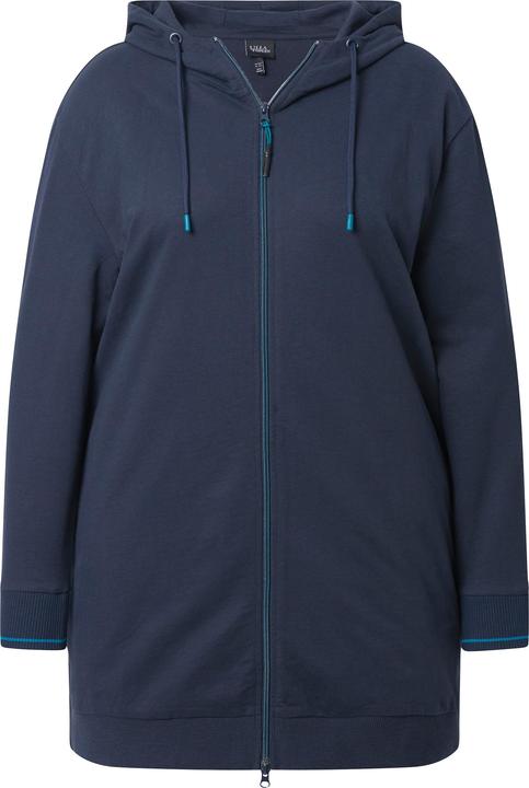 Image du produit Ulla Popken Veste oversize en molleton, passepoil fantaisie, capuche et fermeture à glissière à double sens (46, 48)