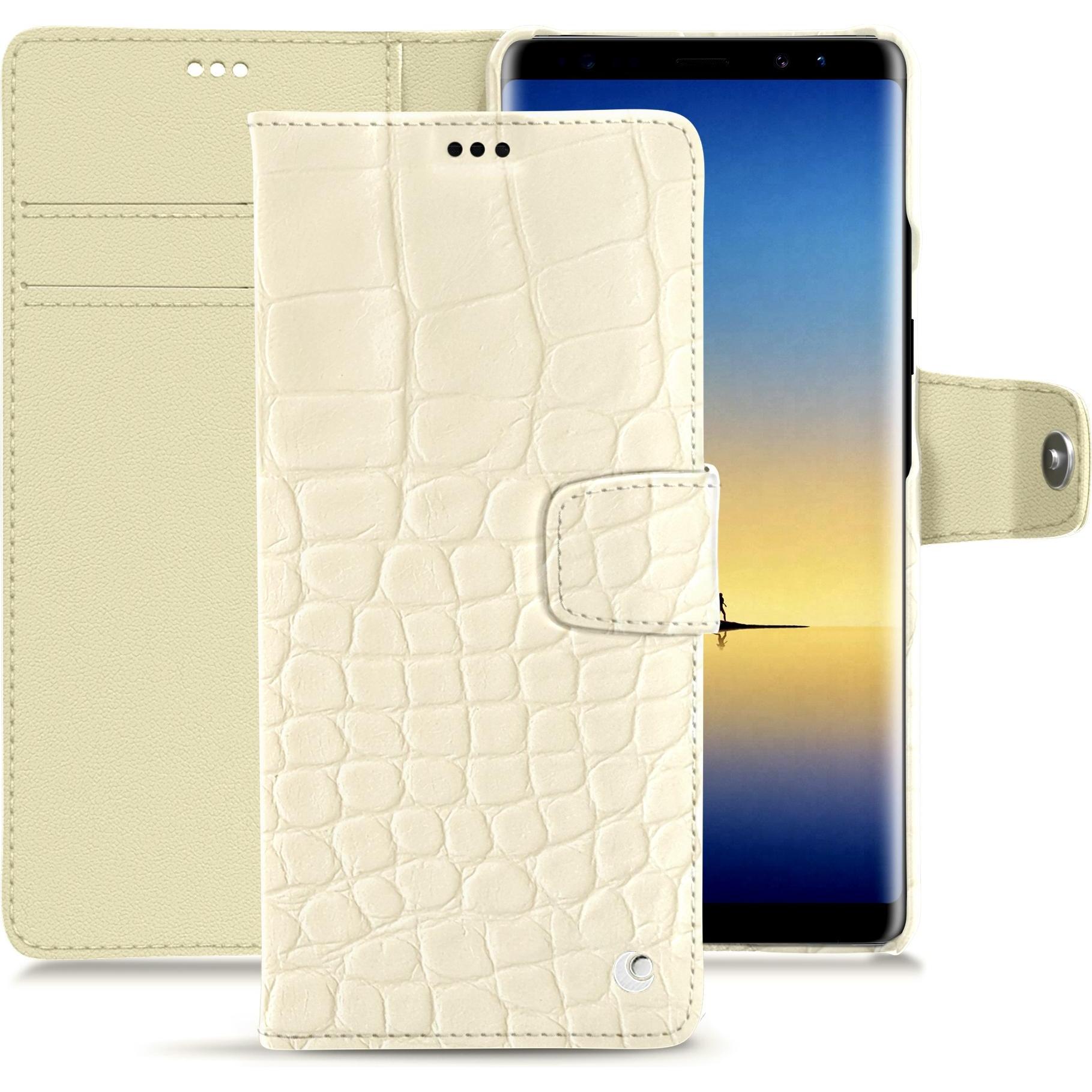 Noreve Lederschutzhülle Wallet (Samsung Galaxy Note 8, Apple iPhone 7 Plus), Smartphone Hülle, Grau