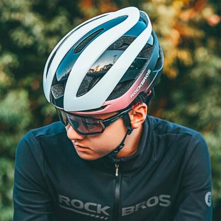 Actual product image Rockbros bicycle helmet 10110004008 size M - blue and pink (55 - 59 cm)