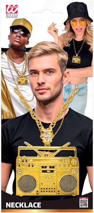 Produktbild Widmann Goldene Kette mit Ghettoblaster Anhänger 65cm