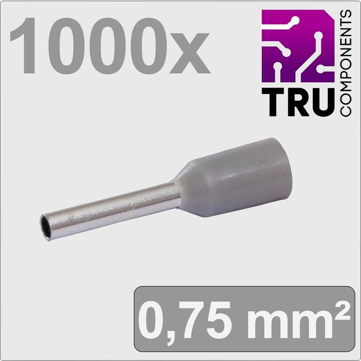 Produktbild Tru Components TC-13377196 Aderendhülse 0.75 mm² Teilisoliert Grau 1000 St.