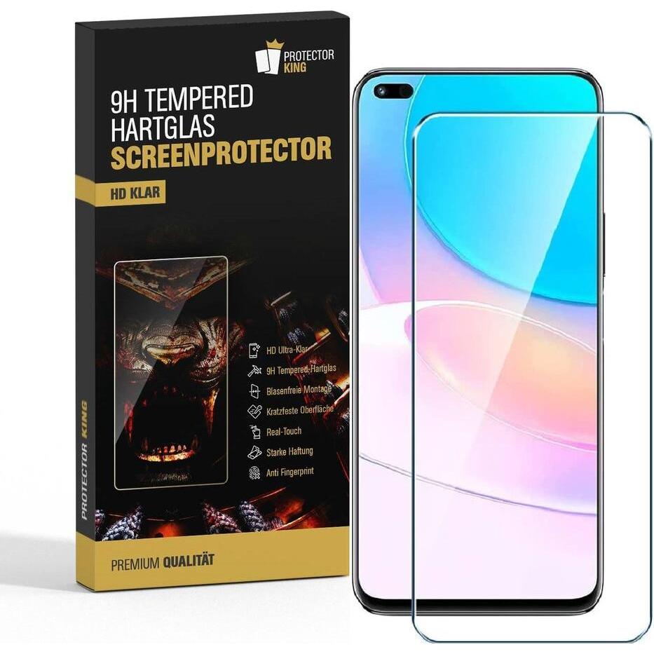 Protectorking 3x echtes Tempered 9H Panzerhartglas 3D KLAR (3 Stück, Huawei Nova 8i), Smartphone Schutzfolie
