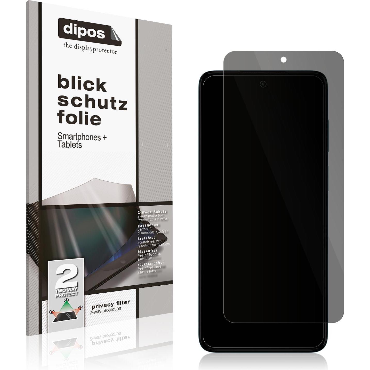 Dipos Blickschutzfolie 2-Way Anti-Shock (2 Stück, Motorola Moto G52), Smartphone Schutzfolie, Transparent