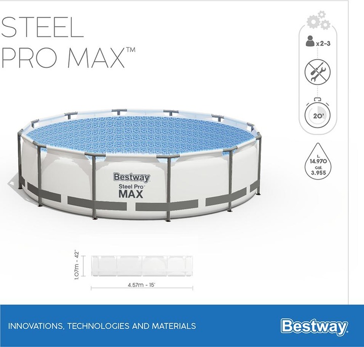 Produktbild Bestway Steel Pro MAX Frame Pool Komplet t-Set 457 x 107 cm (457 x 107 cm)