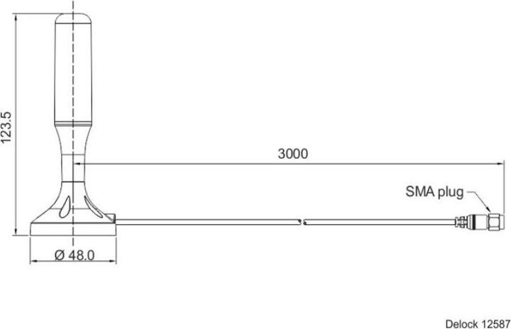 Actual product image Delock LTE antenna, 3-5dBi, magnetic base, 13cm (Lora)
