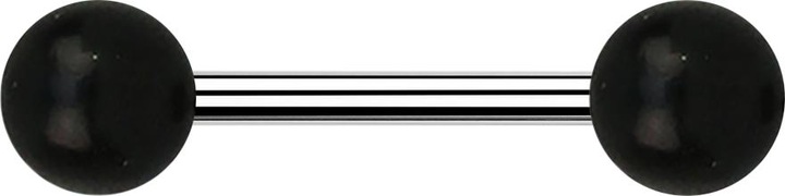 Produktbild Star Piercing Barbell silber mit zwei Kugeln aus Areng Holz (ohne Messing, Chirurgenstahl 316L)