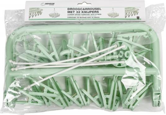 Produktbild Benson Wäschetrocknungskarussell klappbar mit 32 Wäscheklammern