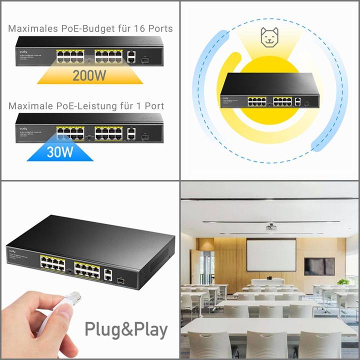 Produktbild Cudy FS1018PS1 network switch Fast Ethernet (10/100) Power over Ethernet (PoE) Grey (18 Ports)