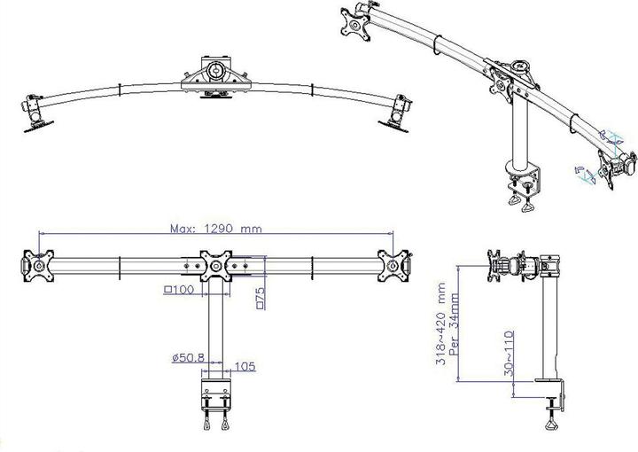 Produktbild Value Triple LCD Arm (Tisch, 27.01", 24 kg)