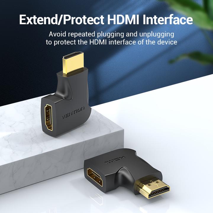 Actual product image Vention HDMI 90 Degree Male to Female Vertical Flat Adapter Black (HDMI)