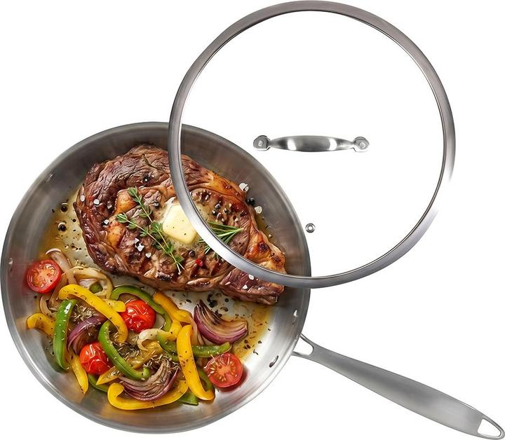 Produktbild Livoo Brigade - Edelstahl-Pfanne 28 cm (Bratpfanne, Aluminium, Edelstahl)