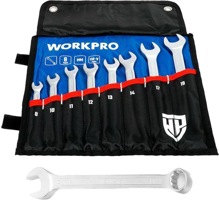 Workpro Cr-v combination wrenches, 8 - 19 mm, 8-piece set