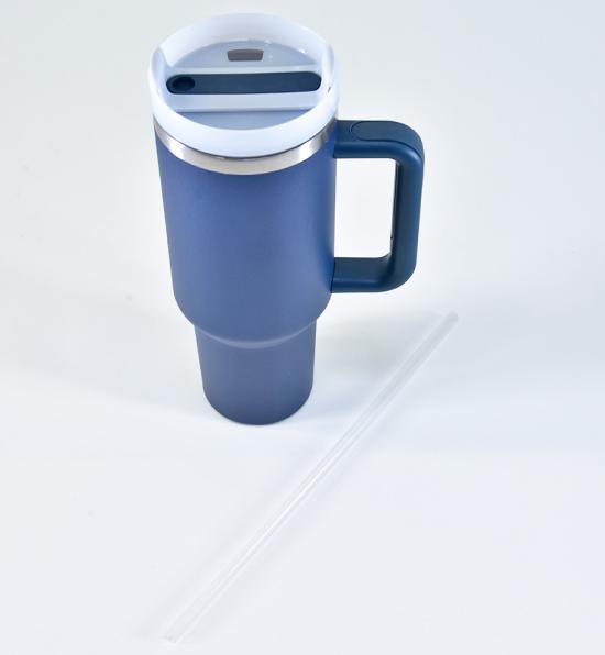 Produktbild Kögler Thermo Kaffee Henkel Becher aus Edelstahl, mit Strohhalm, dunkelblau, 1200ml (1200 ml, 1 x)