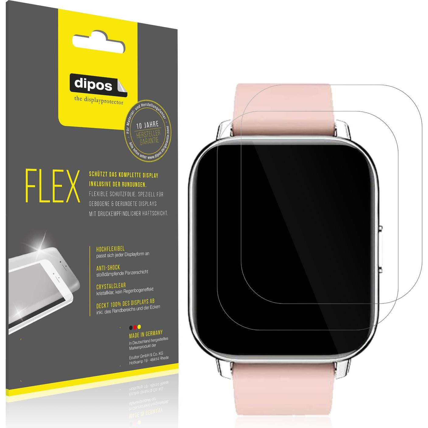 Dipos Displayschutzfolie Full-Cover 3D, Smartwatch Schutzfolie, Transparent