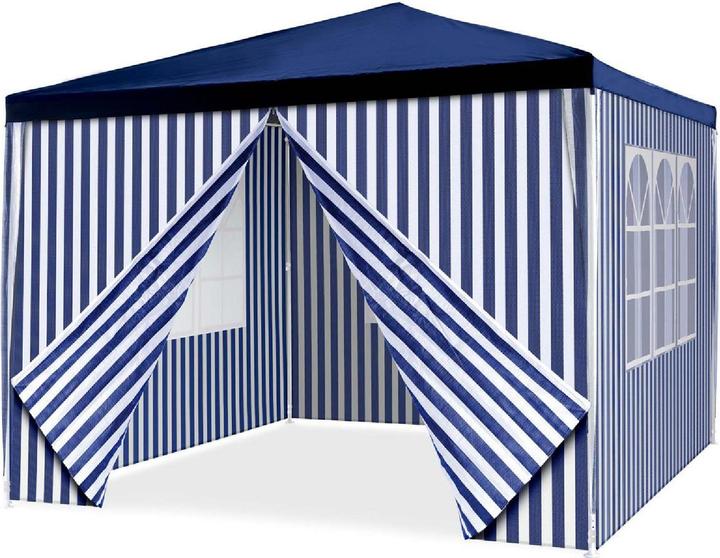 Actual product image VCM Pavillon Partyzelt 3x3m blau weiss wasserdicht 4 Seitenteile Gartenzelt Eventzelt (300 cm, 300 cm)