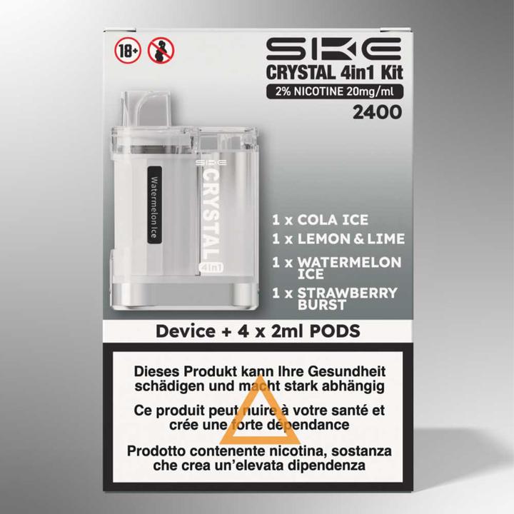 Produktbild SKE Crystal 4in1 Kit, 2 % Nikotin 20 mg/ml 2400 (Device + 4 x 2 ml Pods) (Cola)