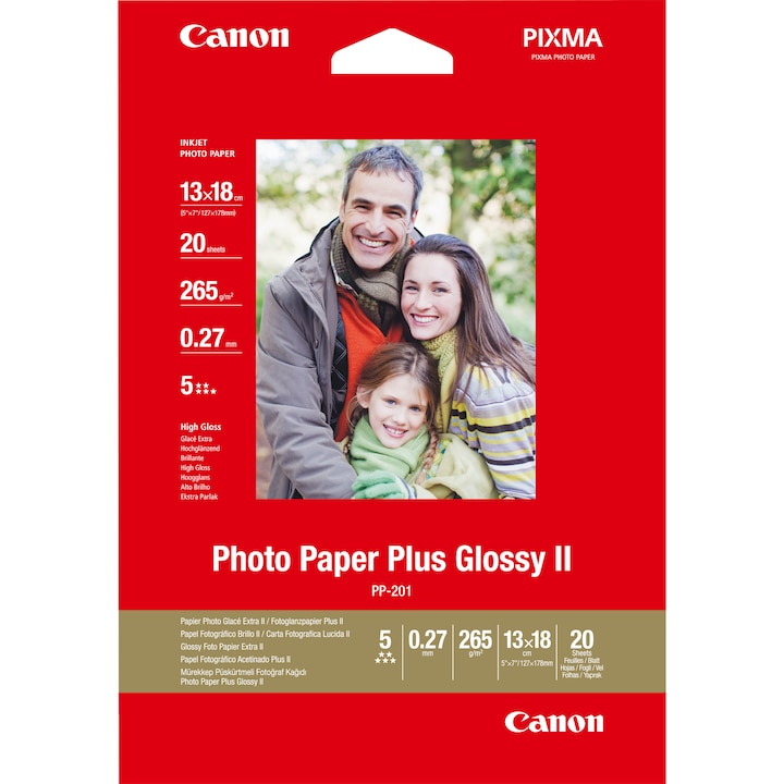 Actual product image Canon PP-201 Plus Glossy II (260 g/m², 13 x 18 cm, 20 x)