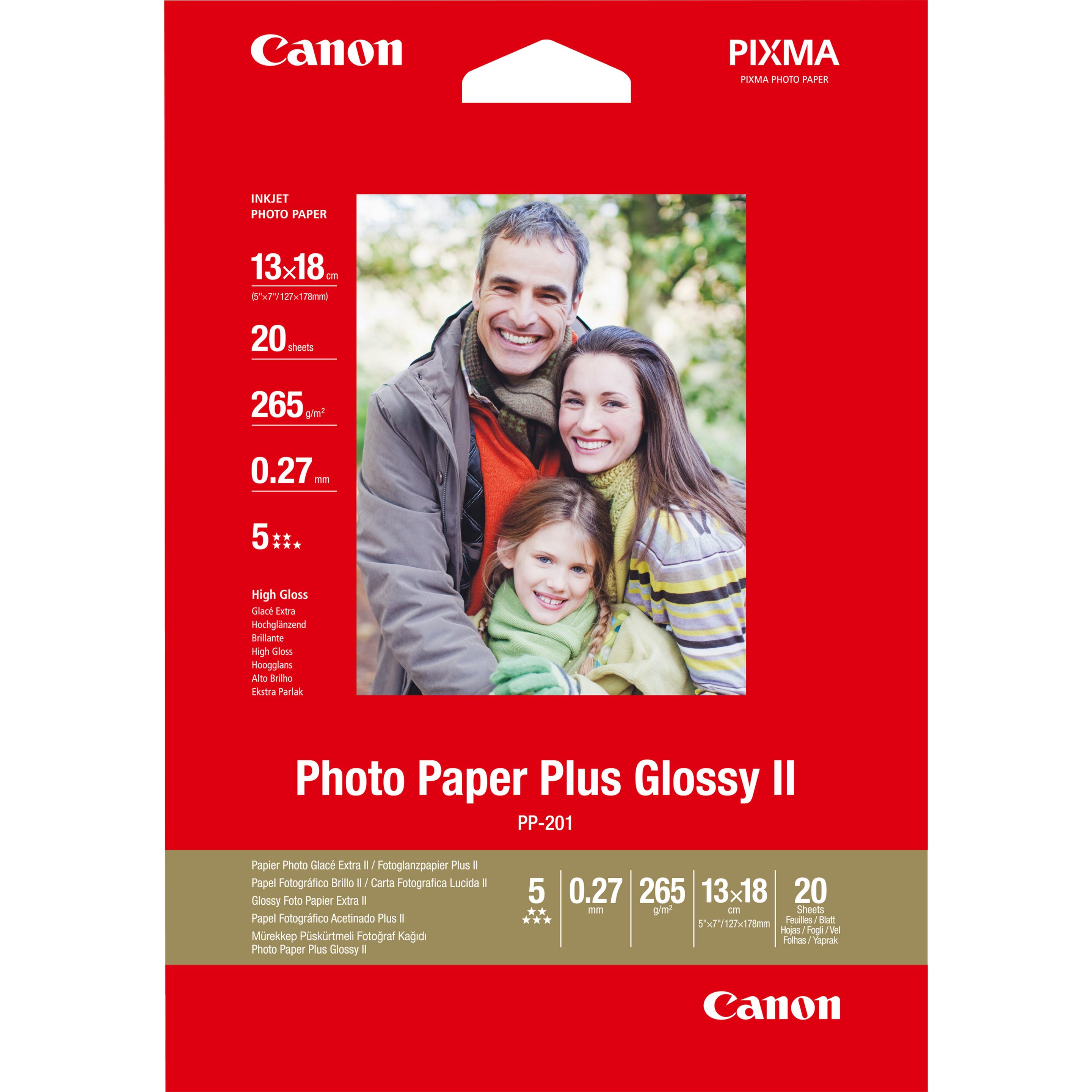 Thumbnail - Canon PP-201 Plus Glossy II (260 g/m², 13 x 18 cm, 20 x), Fotopapier, Weiss