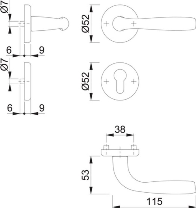 Actual product image Hoppe Rosette set Maribor 1766 / 17KV/17KVS Aluminium F1 round PZ DIN left / right D/D (Door rosette)