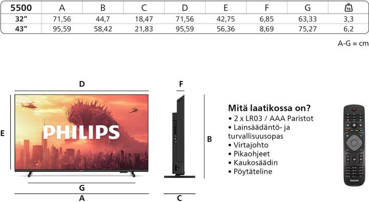Produktbild Philips 32PHS5500/12 (32", PHS5500, LED, HD, 2025)