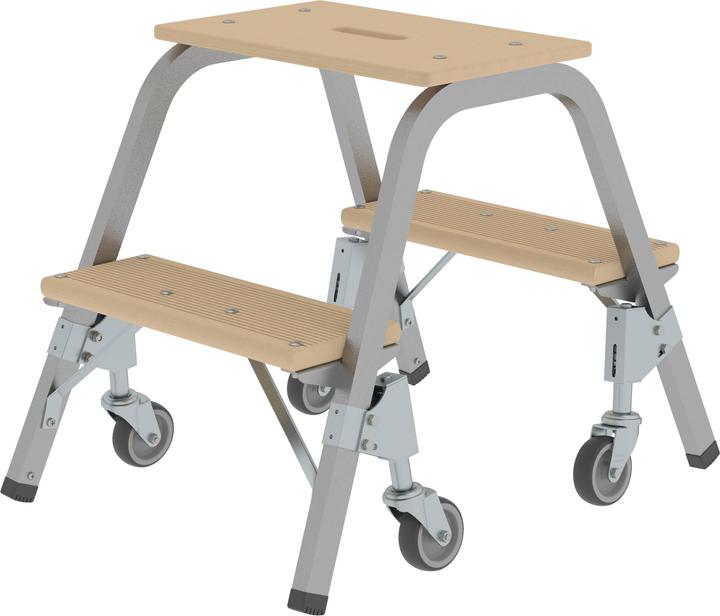 Produktbild Munk Stahl-Holz-Tritt mit Lenkrollen 2x2 Stufen (Gerüst, 62 cm)