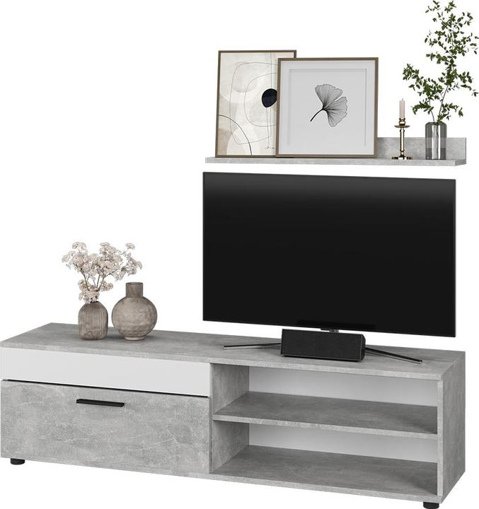 Actual product image Vicco Lowboard & Regal Berno, Beton/Weiss, mit 1 Klappe