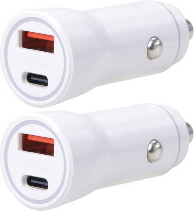 Image du produit Filmer Lot de 2 chargeurs USB pour voiture, pour USB-A et USB-C, 36 watts, 12/24 volts, blanc