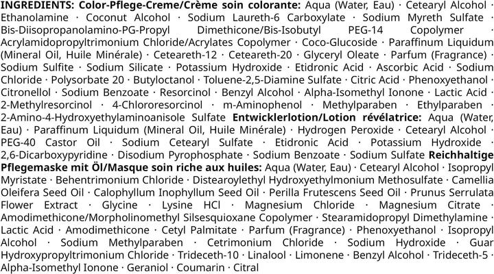 Nutritional values and ingredients Syoss Oleo Intense (6-54 Cool Dark Blonde)