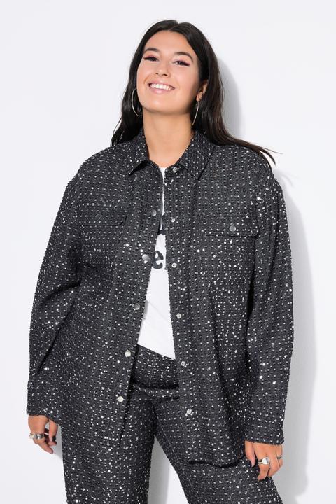 Produktbild Studio Untold Hemd, oversized, Pailletten, Jeanslook (54)