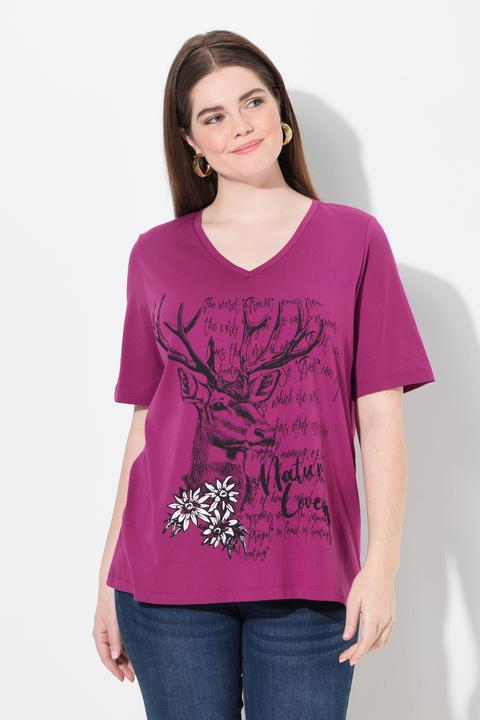 Produktbild Ulla Popken T-Shirt, Trachtenmotiv, Classic, V-Ausschnitt, Halbarm (42, 44)