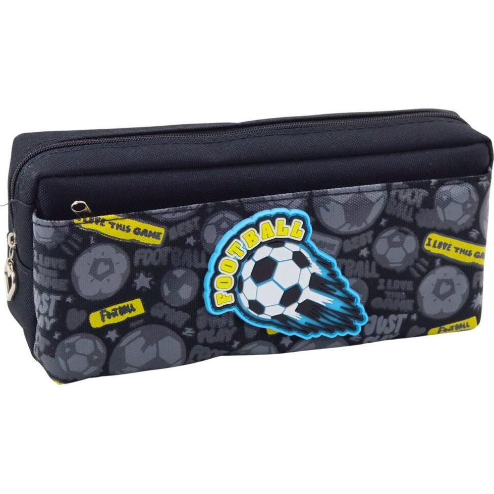 Lean Toys, Astuccio, Federmäppchen Schul-Organizer mit Fussball Zwei Taschen Schwarz
