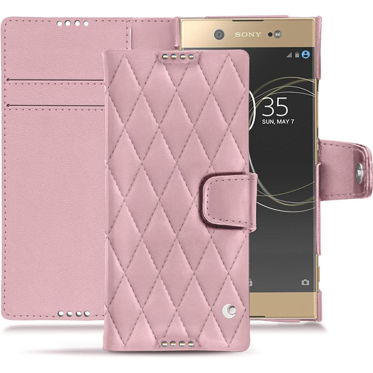 Noreve Lederschutzhülle Wallet (Sony Xperia XA1 Ultra), Smartphone Hülle, Rosa